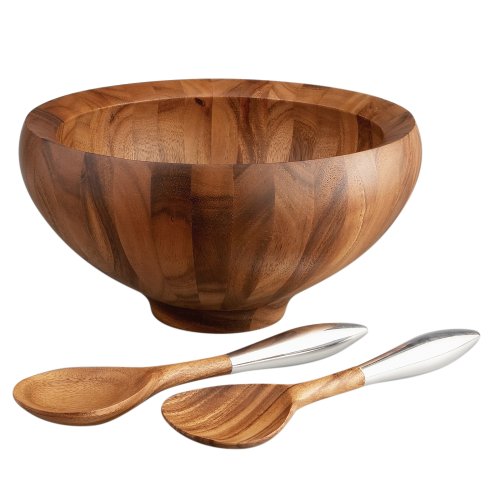Nambe Yaro Medium Salad Bowl with Servers