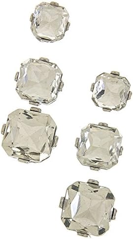 KARMAS CANVAS SQUARE CUT CRYSTAL STUD EARRINGS SET (Clear/Silver)