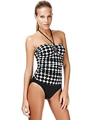 Tummy Control Spotted Bandeau Swimsuit