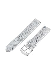 Philip Stein Watch Bands-Strap 1-CSMS 18mm Metallic Silver Snake Print Watch Strap