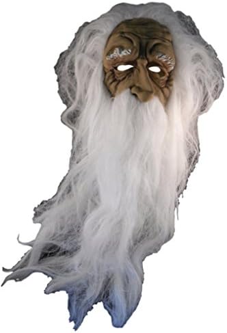 Halloween Mask - Old Man with Long White Hair and Beard - Adult