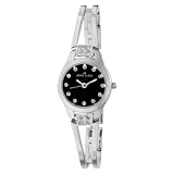 AK Anne Klein Women's 109097BKSV Swarovski Crystal Accented Silver-Tone Bangle Watch