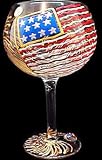 America's Flag Design - Hand Painted - Goblet - 12.5 oz.