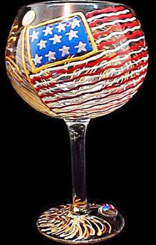 America's Flag Design - Hand Painted - Goblet - 12.5 oz.