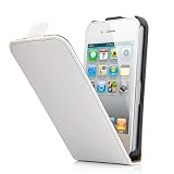 Premium Magnetic Flip Vertical Leather Case For iPhone 4G - White + Free anti-scratch screen protector!