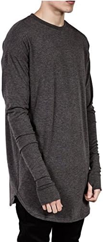 ThumbLike Men's Thumb Hole Cuffs Fashion Long Sleeve T-Shirt Dark Grey (US 2XL / Asia XXXL)