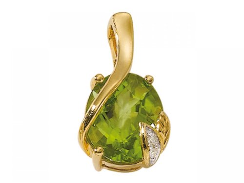 18ct Yellow Gold Peridot & Diamond Pendant