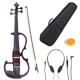 Cecilio 4/4 CEVN-2NA Solid Wood Mahogany Metallic Electric/Silent Violin with Ebony Fittings in Style 2 (Full Size)