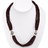 EXP Handmade Garnet & Silver Four-Strand Necklace