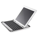 Apple iPad2 iPad3 New iPad Thin Light Aluminum Alloy Wireless Bluetooth Keyboard Case Cover (Silver with Black Keys)