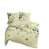 Bierbaum 329760 Mako-Satin-Bettwaesche mit Reissverschluss 135x200 cm Dessin 4525 kiwi
