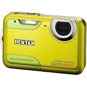 Pentax Optio WS80 10MP Waterproof Digital Camera with 5x Internal Optical Zoom and 2.7-inch LCD (Yellow and Green)