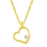 Lovely White Diamond 14 Karat Yellow Gold Heart Necklace 16 Inch
