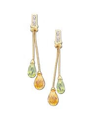 Drop Earrings W/ Peridot and Citrine - 14k Yellow Gold