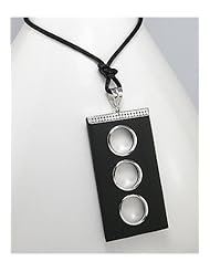 Lava Stone Pendant Necklace In 92.5 Sterling Silver