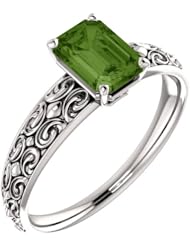 Platinum 7.00x5.00mm Emerald Cut Green Tourmaline Ring -- LIFETIME WARRANTY