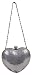 Moonlight Silver Shiny Sequin Heart Shaped Clutch Evening Bag Handbag w/Chain Strap