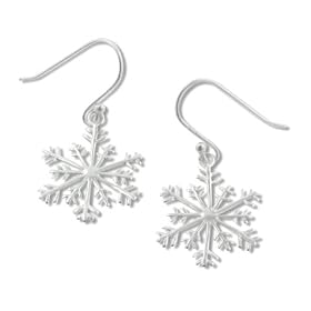Christmas or Winter Snowflake Charms Sterling Silver Hook Earrings