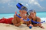 Wallmonkeys Peel and Stick Wall Decals - Happy Snorkeling Teens - 72