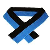 Sky Blue & Black Striped Velvet Scarf for Kids