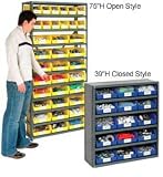 10 Shelf Closed Steel Shelving With 18 Akro Bins 36X18X75