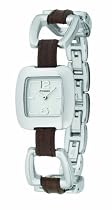 Fossil ES1979 Ladies Brown leather and Stainless Steel Link Bracelet