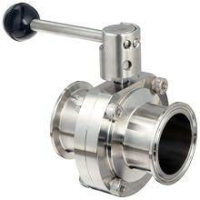 Dixon B5101E200CC-A Stainless Steel 316L Butterfly Valve with Pull Handle and EPDM Seal, 2" Tube OD
