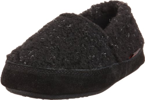 ACORN Little Kid/Big Kid Tex Slipper,Black Berber,4-5 M US Big Kid