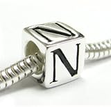 41Jh34hzQdL. SL160  Sterling Silver Jewelry: Sterling Silver Dice Cube Letter ''N'' Bead Charm For Pandora Troll Biagi Chamilia