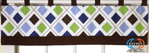 GEENNY Window Valance For Boutique Blue Brown Diamond 13 PCS Crib Bedding Set