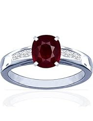Platinum Cushion Cut Ruby Ring With Sidestones