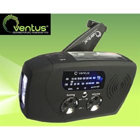 Ventus Mini Eco Radio - Camping AM FM Radio Wind Up & Solar Powered With Torch