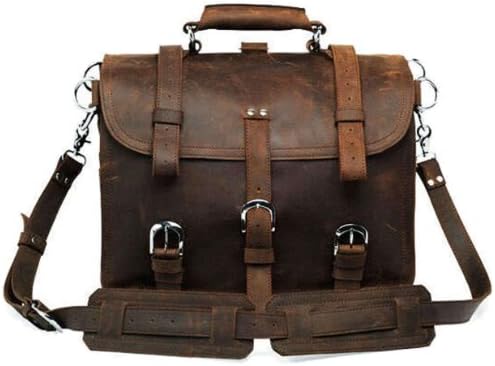 SAIERLONG Men's messenger backpacks shoulder handbags deep brown Genuine Leather