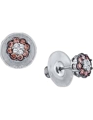 14K White Gold 0.50CT Brown Diamond Flower Earrings