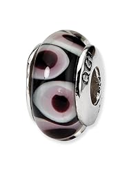 Sterling Silver s Black/pink Hand-blown Glass Bead by Reflection Beads, Best Quality Free Gift Box Satisfaction Guaranteed