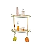 Rozin メッキ 浴室トイレ 用 化粧品収納ラック 二段階 三角形 バス グッズ ストレージ 棚 ホルダー タオル掛け