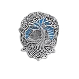 Rising Sun in Blue Sky - Interconnected Celtic Knot Tree and Roots of Life Sterling Silver Slide Pendant