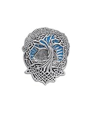 Rising Sun in Blue Sky - Interconnected Celtic Knot Tree and Roots of Life Sterling Silver Slide Pendant