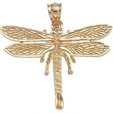 Beautiful Designer 27.00X28.50 MM Dragonfly Pendant without chain in 14K Yellow Gold, FREE 2-Day Shipping and 100% Satisfaction Guaranteed.