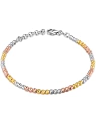 14K Italian Tri-Color Gold Diamond-Cut Beads Bracelet (6.5"), Women Jewelry in Gift Box