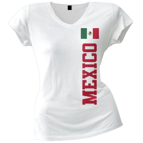 Old Glory - World Cup Mexico Juniors V-Neck T-Shirt White