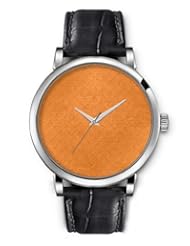 SPRAWL Aanalog Fashion Series Silver Ladies Watches of Genuine Black Leather Strap,Unique Wrist Watch for Women Girls Designed with Orange Light Paintings