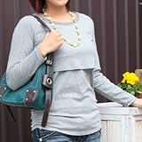 quatre epice（キャトル エピス） クルーネック授乳カットソー（杢グレー/Mサイズ/母乳育児用授乳服）の画像