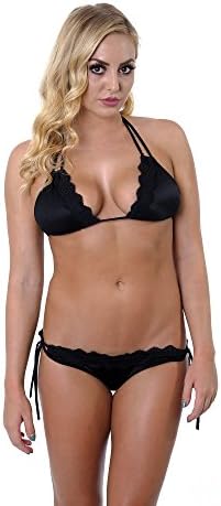 Dare Me Bikini Black with Black Butterfly Lace Two Piece Women's Swimwear (Medium/Large)
