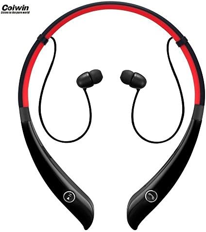 Bluetooth Headset, Coiwin HV-930 Wireless Bluetooth Headsets Hand-free Headphones/Earbuds, Neckband Noise Canceling for Iphone/Ipad/Sony and Other Bluetooth Device (HV-930-Red)