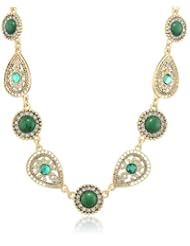 NINE WEST VINTAGE AMERICA "Royal Treasure" Gold-Tone Green Collar Necklace, 18"