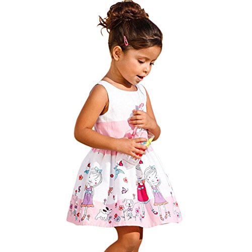 1-6T Baby Girls Joyful Garden Pink Belt Cotton Pleated Sundress
