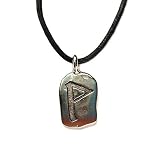 Rune Turaz Pewter Pendant on Corded Necklace, Ancient Runes Collection
