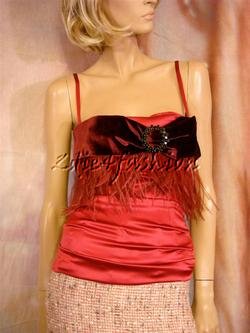 41JhWBmvLEL $2750 New DOLCE & GABBANA Red Feather Bustier Bra 44 10