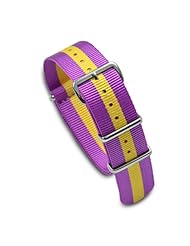 20mm Premium Nylon Military Watchband Watch Strap Purple Gold